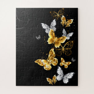 Gold und weiße Schmetterlinge Puzzle