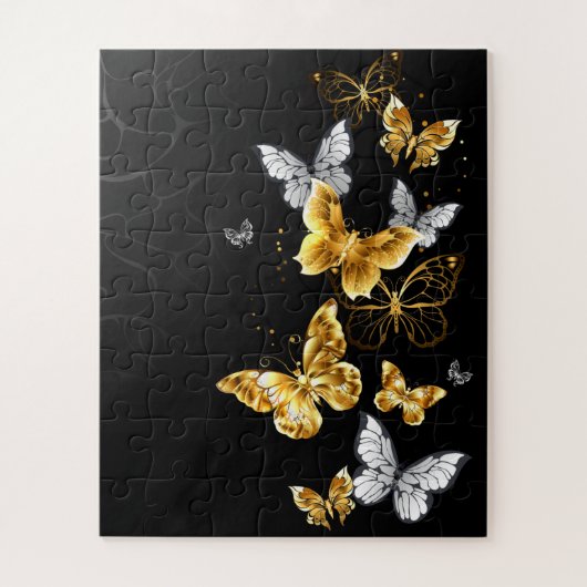 Gold und weiße Schmetterlinge Puzzle (Vertikal)