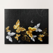 Gold und weiße Schmetterlinge Puzzle (Horizontal)