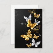 Gold und weiße Schmetterlinge RSVP Karte (Vorne/Hinten)