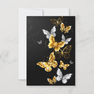 Gold und weiße Schmetterlinge RSVP Karte