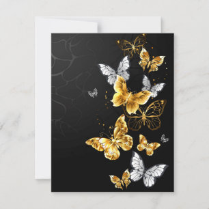 Gold und weiße Schmetterlinge RSVP Karte