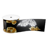 Gold und weiße Schmetterlinge Satinband (Spule)