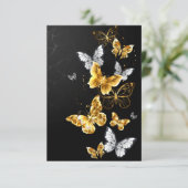 Gold und weiße Schmetterlinge Save The Date (Stehend Vorderseite)