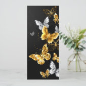 Gold und weiße Schmetterlinge Save The Date (Stehend Vorderseite)