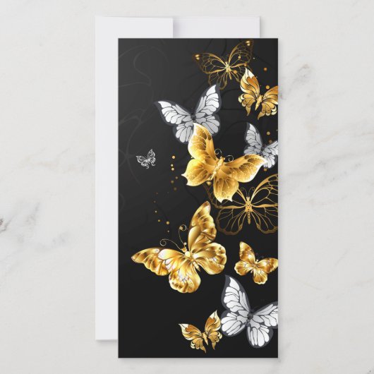 Gold und weiße Schmetterlinge Save The Date (Vorderseite)