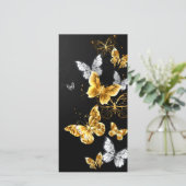 Gold und weiße Schmetterlinge Save The Date (Stehend Vorderseite)