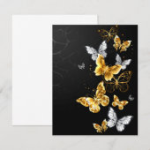 Gold und weiße Schmetterlinge Save The Date (Vorne/Hinten)