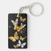 Gold und weiße Schmetterlinge Schlüsselanhänger (Rückseite)