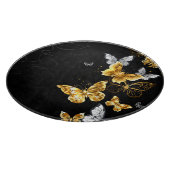 Gold und weiße Schmetterlinge Schneidebrett (Ecke)