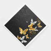 Gold und weiße Schmetterlinge Serviette (Ecke)