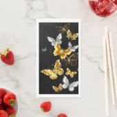 Gold und weiße Schmetterlinge Serviette (Beispiel)