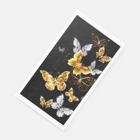 Gold und weiße Schmetterlinge Serviette (Ecke)