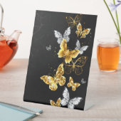 Gold und weiße Schmetterlinge Sockelschild (In Situ)