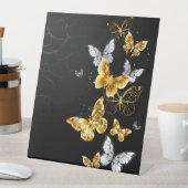 Gold und weiße Schmetterlinge Sockelschild (In Situ)