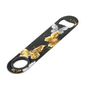 Gold und weiße Schmetterlinge Speed Flaschenöffner (Rückseite Schrägansicht)