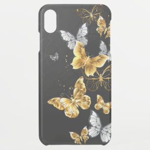 Gold und weiße Schmetterlinge iPhone XS Max Hülle