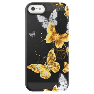 Gold und weiße Schmetterlinge Permafrost® iPhone SE/5/5s Hülle