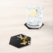 Gold und weiße Schmetterlinge Untersetzer (Vor Ort)