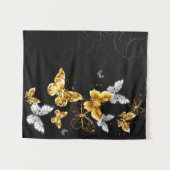 Gold und weiße Schmetterlinge Wandteppich (Vorderseite (Horizontal))