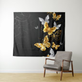 Gold und weiße Schmetterlinge Wandteppich (Beispiel (Horizontal))