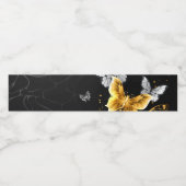 Gold und weiße Schmetterlinge Wasserflaschenetikett (Einzelnes Label)