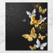 Gold und weiße Schmetterlinge Weinetikett (Einzelnes Label)