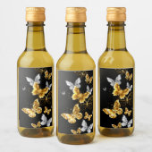 Gold und weiße Schmetterlinge Weinetikett (Flaschen)