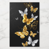 Gold und weiße Schmetterlinge Weinetikett (Einzelnes Label)