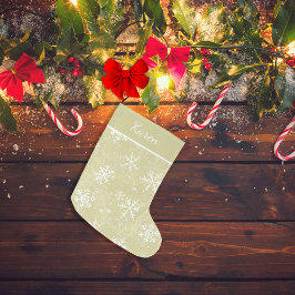 Gold und weiße Schneeflocken Name Weihnachten Großer Weihnachtsstrumpf