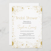 Gold und Weiße Sonne & Sterne Celestial Brautparty Einladung (Vorne/Hinten)