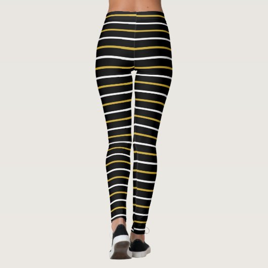 Gold und weiße Streifen auf schwarz Leggings (Rückseite)