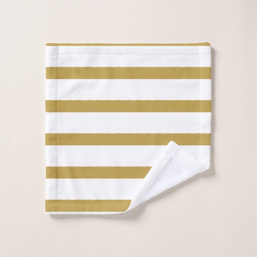 Gold und weiße Streifen Badhandtuch Set (Waschlappen)