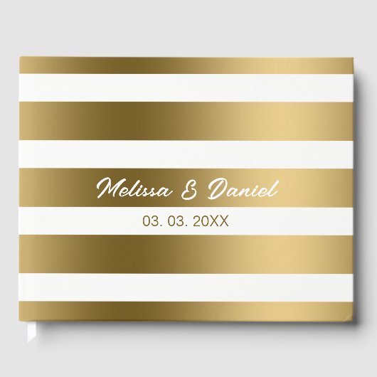 Gold und weiße Streifen Gästebuch (Vorderseite)
