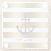 Gold und Weiße Streifen mit blauer nautischer Anke Glasuntersetzer (Rückseite)