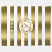 Gold und weiße Streifen mit goldenem, nautischem A Fleecedecke (Vorderseite (Horizontal))