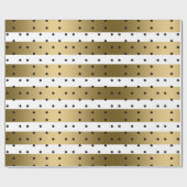 Gold und weiße Streifen mit schwarzen Polka-Punkte Geschenkpapier (Flach)