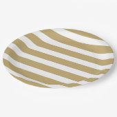 Gold und weiße Streifen Pappteller (Schrägansicht)
