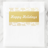 Gold und weiße Weihnachtsaufkleber Rechteckiger Aufkleber (Tasche)