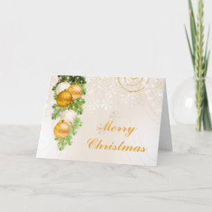 Gold und weiße Weihnachtsbälle Feiertagskarte