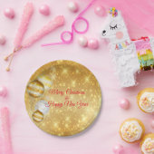 Gold und weiße Weihnachtsbälle Pappteller (Party)