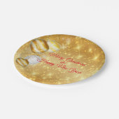 Gold und weiße Weihnachtsbälle Pappteller (Schrägansicht)