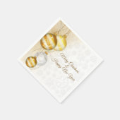 Gold und weiße Weihnachtsbälle Serviette (Ecke)
