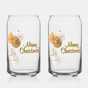 Gold und weiße Weihnachtsbälle - Text Dosenglas