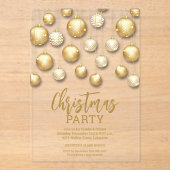 Gold- und weiße Weihnachtsbaum-Ornamente Acryleinladungen (Vorderseite)