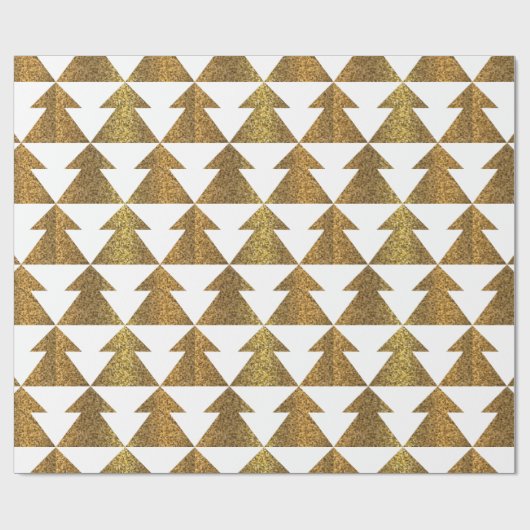 Gold und weiße Weihnachtsbaume Geschenkpapier (Flach)