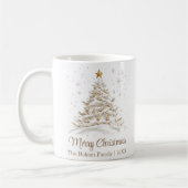 Gold und weiße Weihnachtsbaume mit Familienname Kaffeetasse (Links)