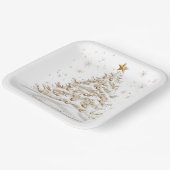 Gold und weiße Weihnachtsbaume mit Familienname Pappteller (Gewinkelt)