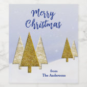 Gold und weiße Weihnachtsbaumen Weinetikett (Einzelnes Label)