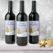 Gold und weiße Weihnachtsbaumen Weinetikett